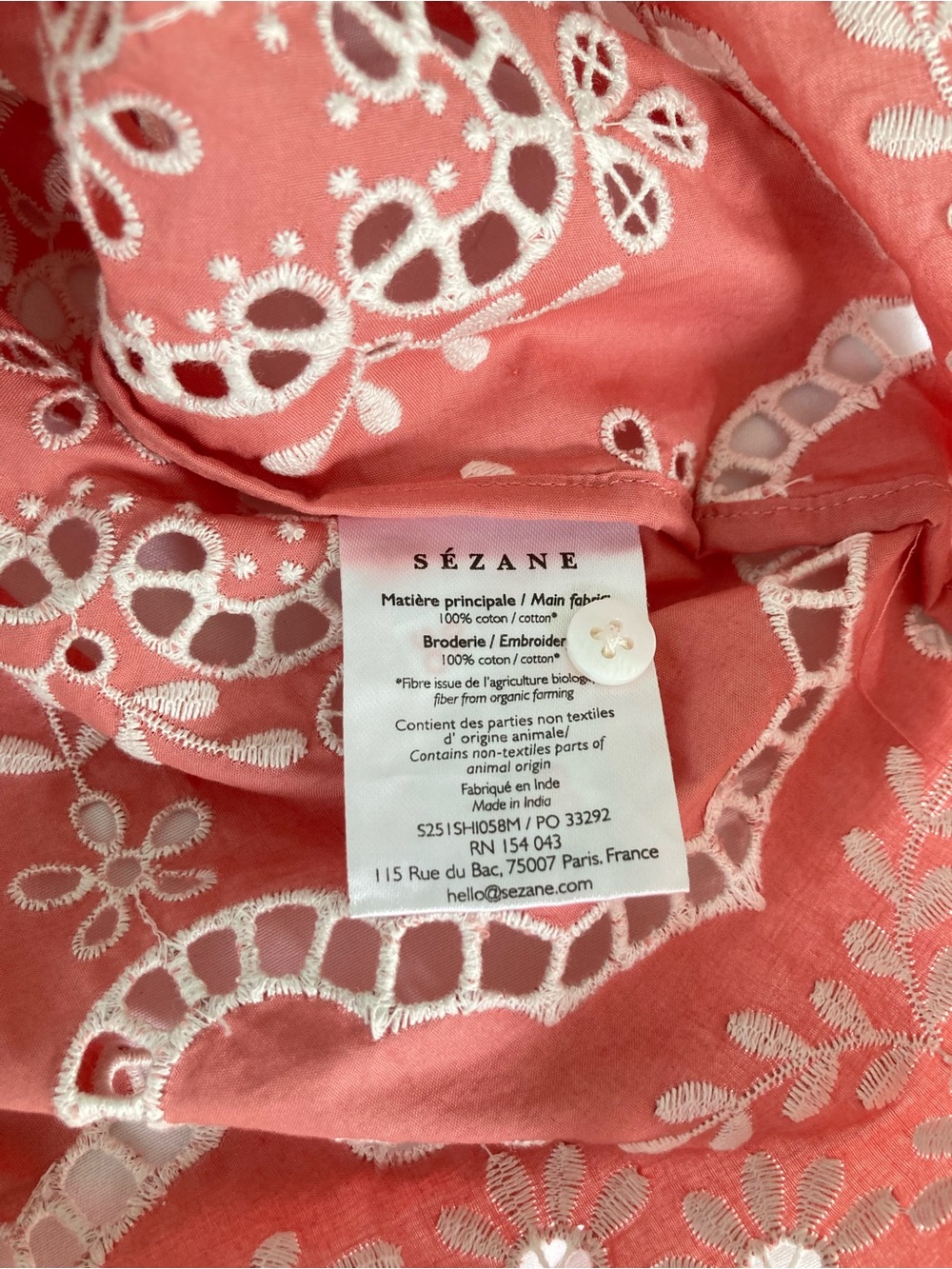 Sezane Elvira Blouse Ecru Pink size 38 - Picture 7 of 7